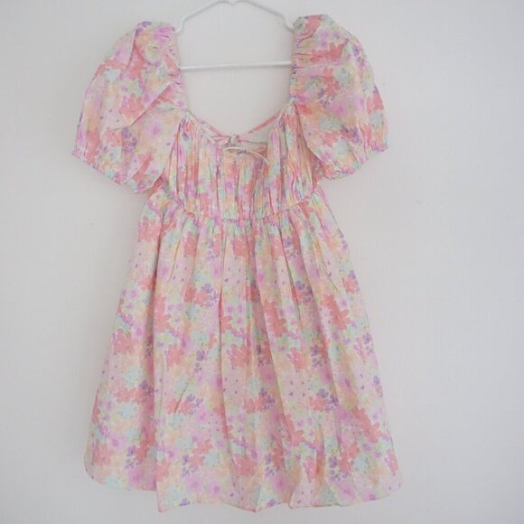 For Love & Lemons Kennedy Pastel Floral Puff Sleeve Mini Dress M - Picture 1 of 10
